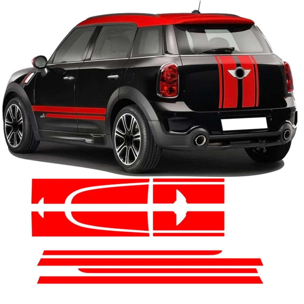 Auto Motorhaube Aufkleber Motor Abdeckung Kofferraum Körper Vinyl Seitenstreifen Rock Aufkleber, für Mini Cooper Countryman R60 2010-2014 JCW Zubehör von HALOYWB