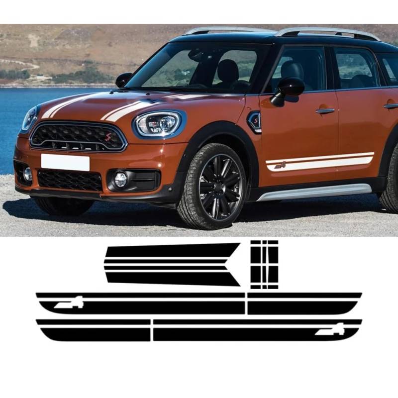 Auto Motorhaube Aufkleber Motorhaube Band Heck Kofferraum Body Kit Seitenstreifen Rock Aufkleber, für Mini Countryman F60 All4 Cooper JCW Zubehör von HALOYWB