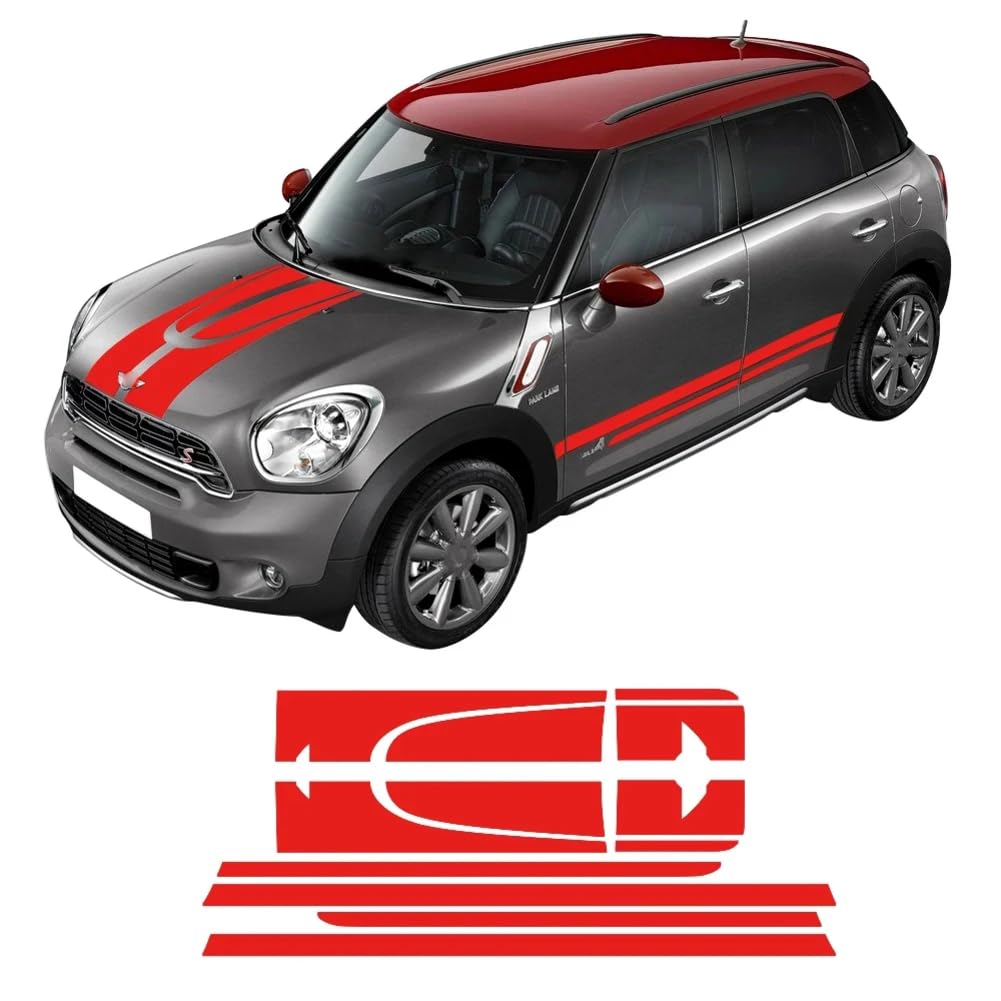 Auto Motorhaube Motorabdeckung Vinyl Kofferraum Heck Body Kit Aufkleber Seite Streifen Rock Aufkleber, für Mini Cooper Countryman R60 JCW Zubehör von HALOYWB