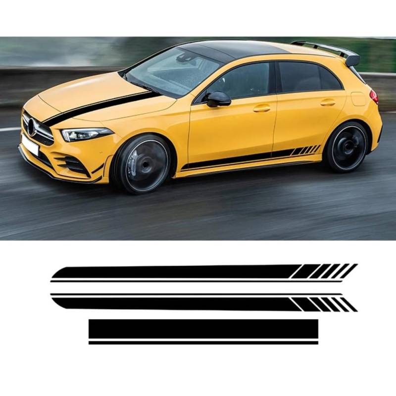 Auto Motorhaube Tür Seitenstreifen Rock Aufkleber Edition 1 AMG Aufkleber, für Mercedes Benz A-Klasse W177 A35 A45 A45 S W176 AMG Zubehör von HALOYWB