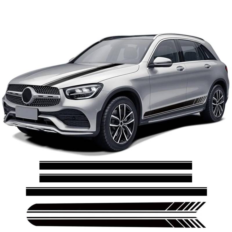 Seitenstreifen Motorhaube zu Heck Aufkleber Aufkleber, für Mercedes Benz GLC Klasse X253 Coupe C253 AMG Zubehör von HALOYWB