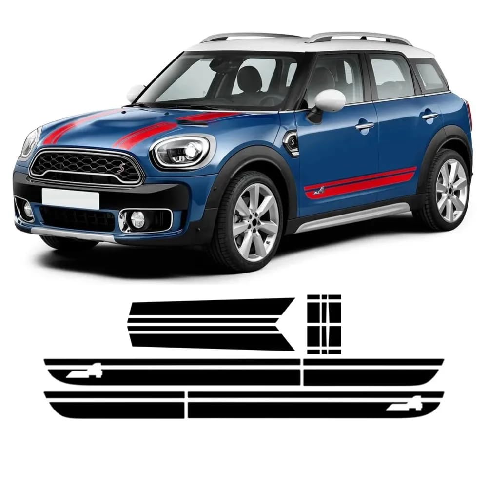 Tür Seitenstreifen Aufkleber John Cooper Works Auto Motorhaube Kofferraum Vinyl, für Mini Countryman F60 ALL4 JCW 2017-On 2022 2023 von HALOYWB