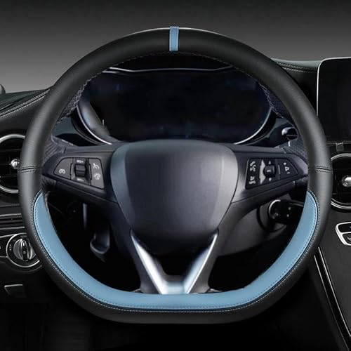 D Form Leder Auto Lenkrad Abdeckung Für Opel Für Astra Für Corsa Für Combo Für Mokka Für Grandland X Für Insignia Für CT Lenkradschoner Lenkradbezug(Blue) von HAMFISTB