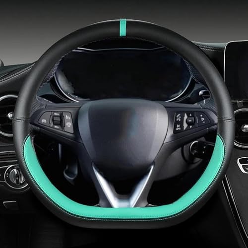 D Form Leder Auto Lenkrad Abdeckung Für Opel Für Astra Für Corsa Für Combo Für Mokka Für Grandland X Für Insignia Für CT Lenkradschoner Lenkradbezug(Green) von HAMFISTB