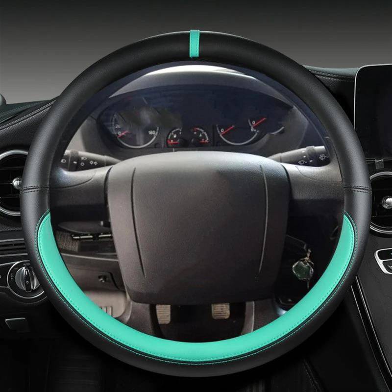 Mikrofaser Leder Auto Zubehör Für Citroen Für Jumper Für Relais Für Ram Für Promaster Auto Lenkrad Abdeckung Lenkradschoner Lenkradbezug(Green) von HAMFISTB