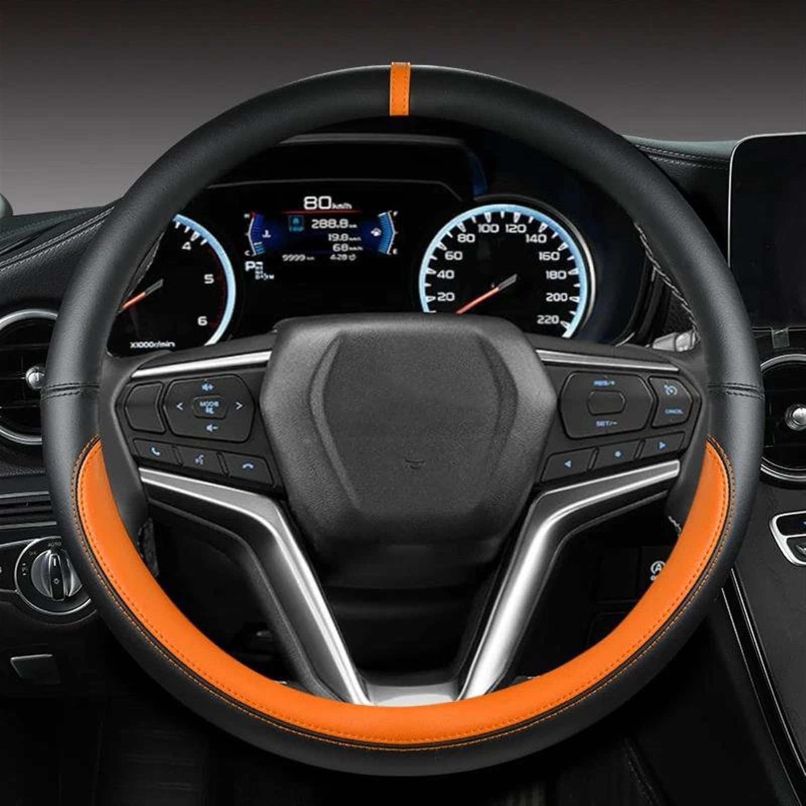 PU Leder Auto Lenkrad Abdeckung Auto Zubehör Für Isuzu Für D-MAX Für Mu-X Für D-Max Für MU-X III Lenkradschoner Lenkradbezug(Orange) von HAMFISTB