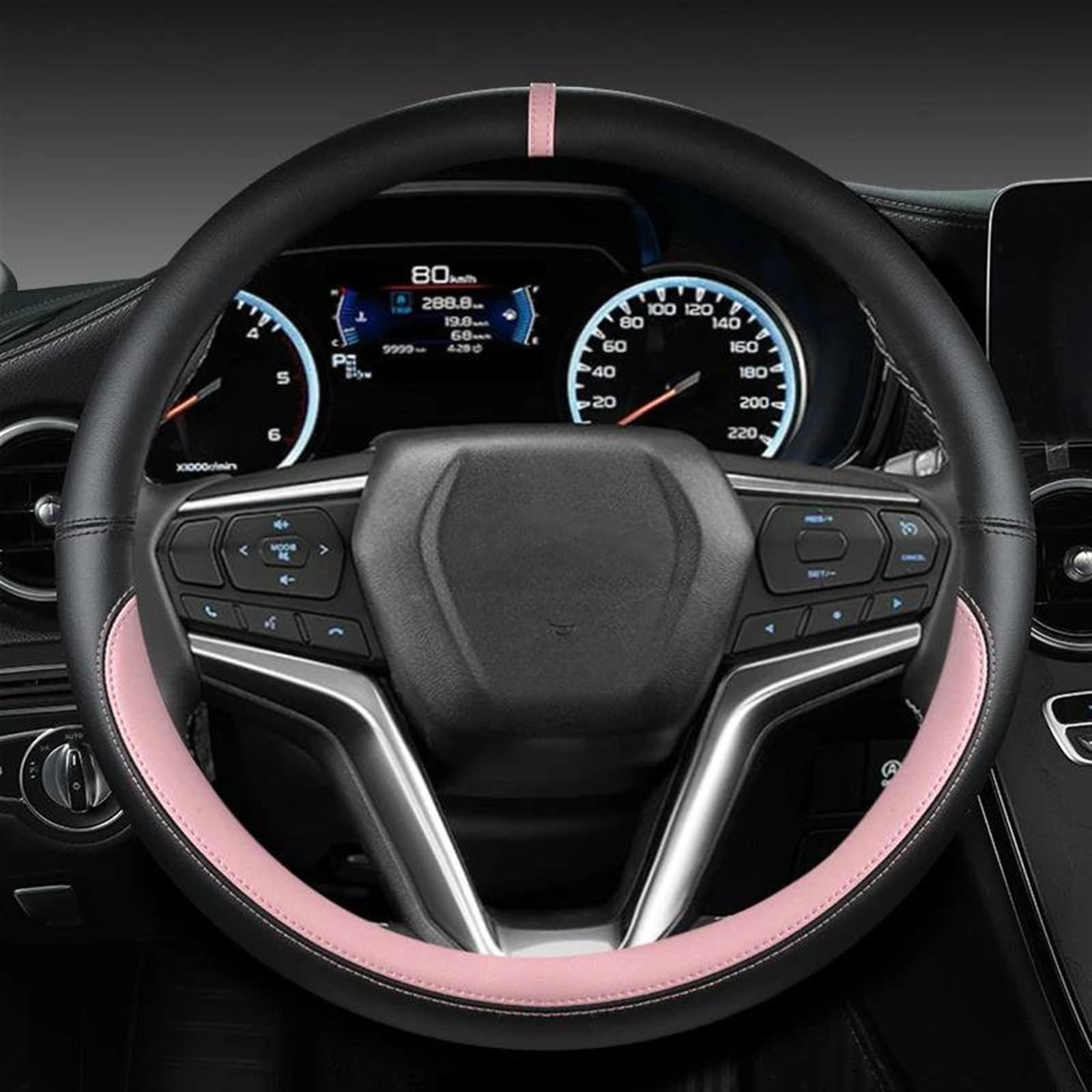 PU Leder Auto Lenkrad Abdeckung Auto Zubehör Für Isuzu Für D-MAX Für Mu-X Für D-Max Für MU-X III Lenkradschoner Lenkradbezug(Pink) von HAMFISTB