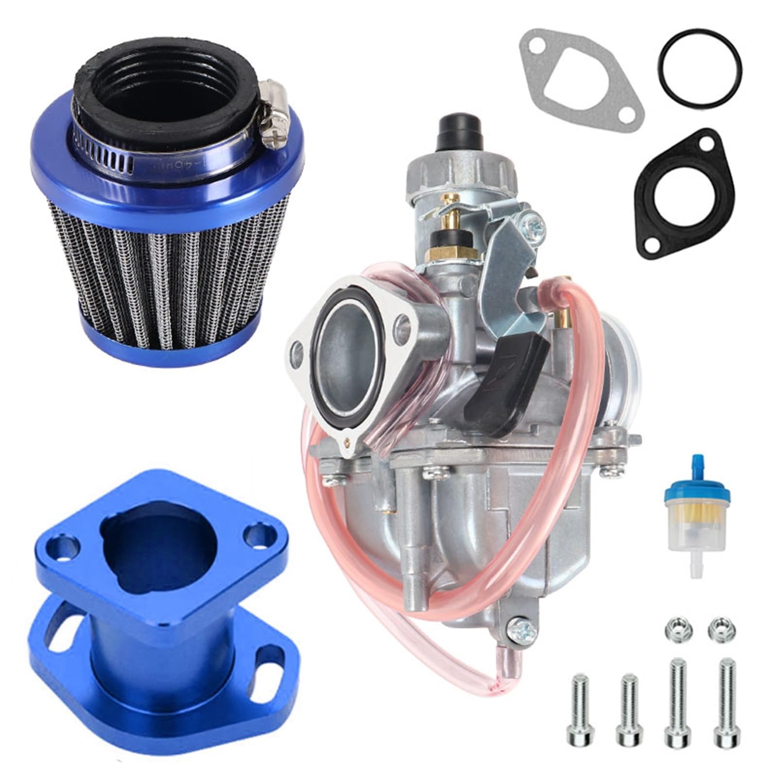 Vergaser Kit Für GX160 Für GX200 Für Predator 212cc 196cc Ansaugrohr Mainfold VM22 26mm Vergaser 38mm Luftfilter Kit Motor Vergaser(Blue) von HAMFISTB