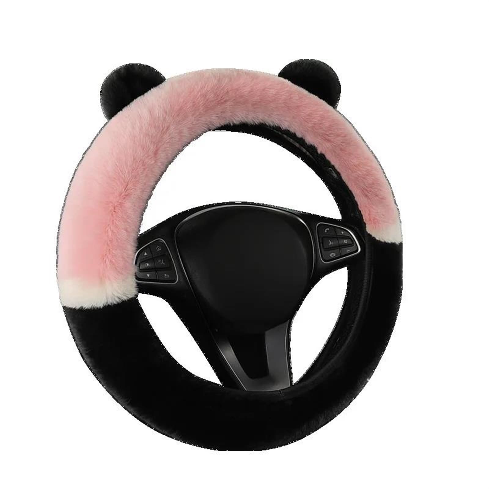 Winter Flauschige Kaninchen Haar Abdeckung Heizung Auto Lenkung Wrap Universal 36-38 cm Auto Lenkrad Abdeckung Für Lenkrad Lenkradschoner Lenkradbezug(Pink) von HAMFISTB