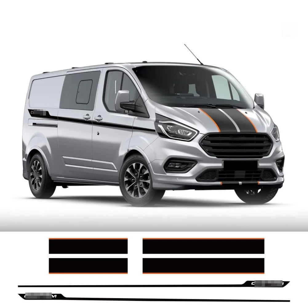 6 Teile/Los Auto Motorhaube Seite Hecktür Aufkleber, für Ford Transit Tourneo Custom Camper Van Sport Vinyl Aufkleber Tuning Auto Zubehör von HAMISBEL