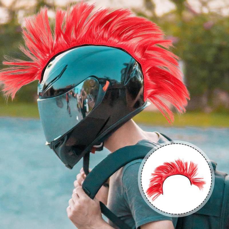 HANABASS Motorradhelmdekoration Perücke Helmhahnenkamm Klebeband Irokesen-Helm Motorradhelmverzierung Fahrradzubehör -Helmstütze Cosplay Furnier Säule schmücken Requisiten von HANABASS