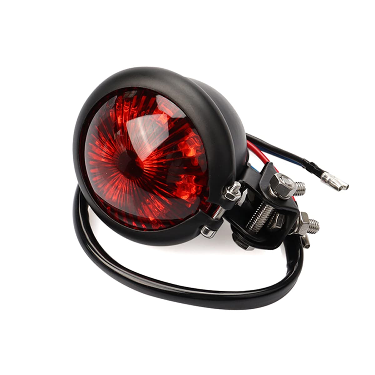 HANEU Motorrad LED Rücklicht Bremslicht Bates Style Schwarz Rotes Glas E-geprüft Custom Cafe Racer von HANEU