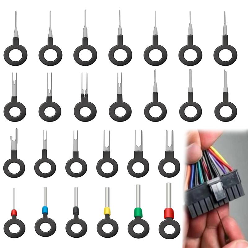 HANIUTTY 26PCS Terminal Ejector Kit für Auto, Terminal Entfernung Auspinwerkzeug KFZ Stecker Auspinwerkzeug Reparaturentferner Schlüsselwerkzeuge Set für Meisten Steckverbinder Terminals von HANIUTTY