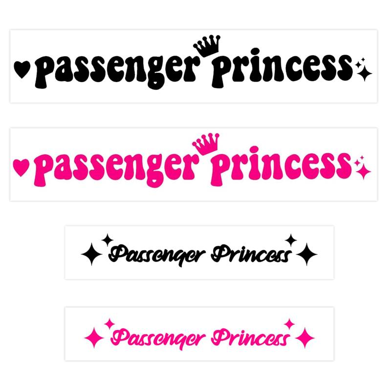 HANIUTTY Passenger Princess Sticker, 4 Stück Beifahrerprinzessin Aufkleber New Star Princess Car Mirror Sticker Stern Krone Netter wasserdichte Fahrzeugspiegelaufkleber, Fenster Rückspiegel Dekoration von HANIUTTY