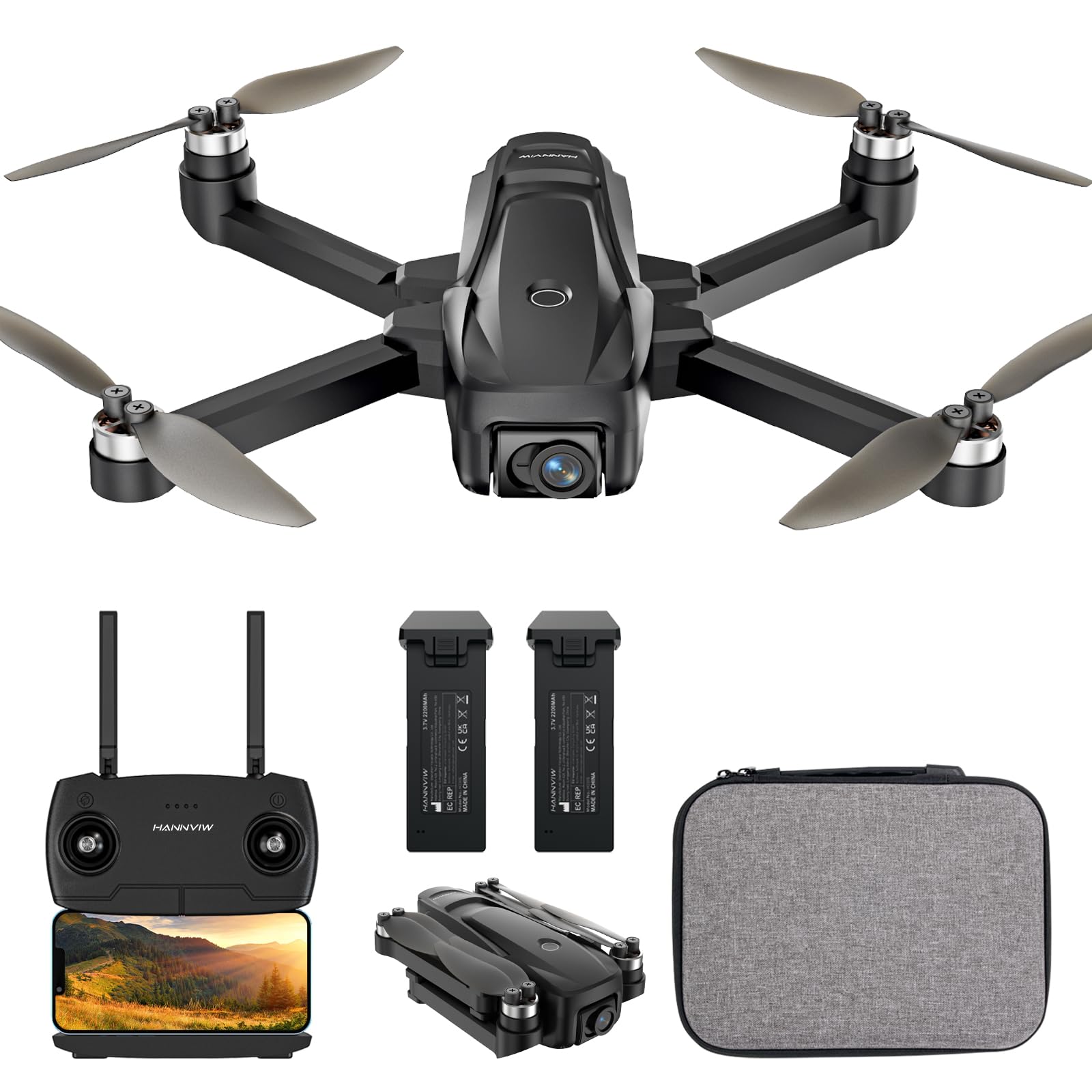 HANNVIW H330S GPS Drohne mit Kamera 4k für Erwachsene, RC Quadrocopter 5G FPV übertragung, Unter 249g, Bürstenloser Motor, Langstrecke, Smart Return, Optischer Fluss, Follow-Modus Drone für Anfänger von HANNVIW