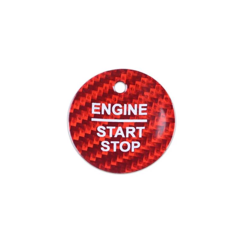 HANZOU Automotor-Start-Stopp-Tastenabdeckung, passend for Ford, Explorer 2016–2020, Kohlefaser-Aufkleber Zündknopf-Styling(Red) von HANZOU