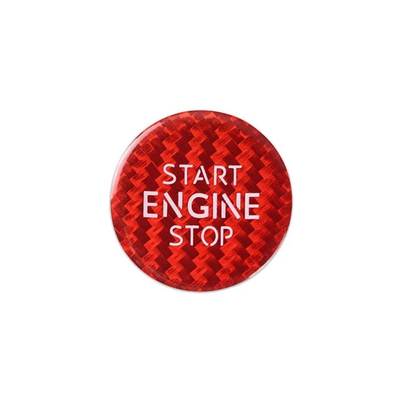 HANZOU Automotor-Start-Stopp-Tastenabdeckung, passend for VW, passend for Volkswagen, passend for Tiguan, Kohlefaser-Aufkleber 2012–2016 Zündknopf-Styling(Red) von HANZOU