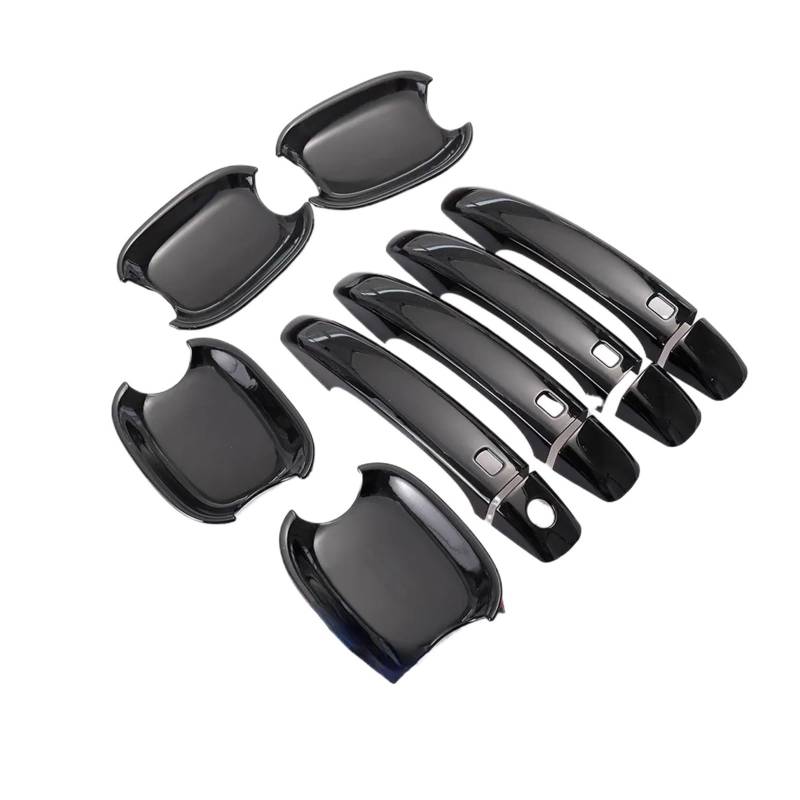 HANZOU Autotürgriffabdeckung Zieraufkleber Passend for A4 B8 Q5 Q3 Styling Autozubehör Glänzend Schwarz Chrom Aufkleber für Fahrzeugtürgriffverkleidung(Black handle-bowl) von HANZOU