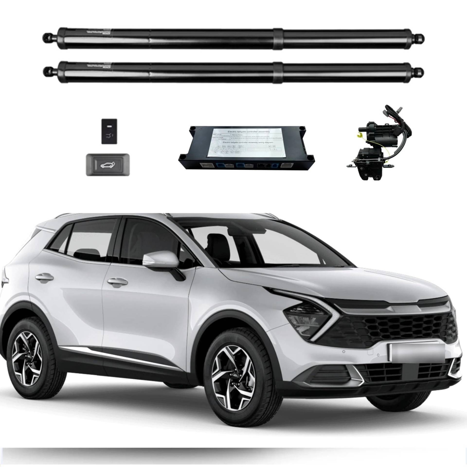 Heckklappendämpfer Für Kia Für Sportage 2021+ (SWB-Version) Elektrische Heckklappe Elektrische Hintertür Heckklappe Automatische Kofferraumstrebe Stoßdämpferstange Gasfeder Heckklappe(With kick sensor von HAOTE