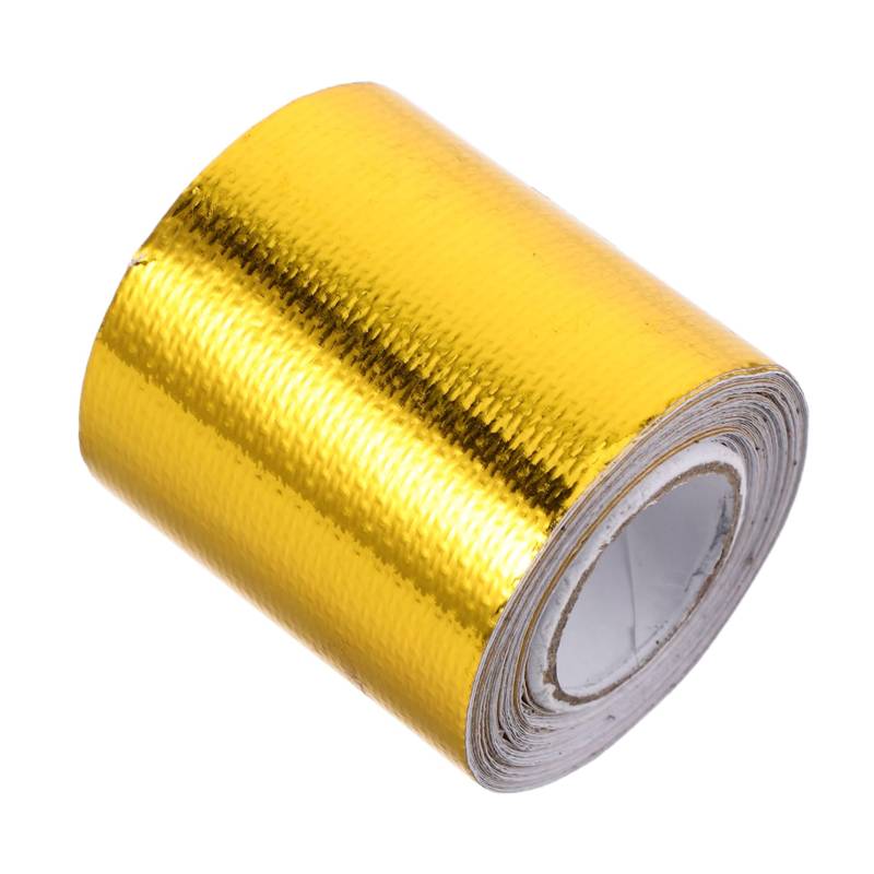 HAPINARY Aluminiumfolienfasertuch Auto Barriere Wärmeband Hitzeschildband Wärmefokussierender Reflektor Thermischer Hitzeschutz Klebstoff Mit Hoher Hitzebarriere Absperrband Goldband Golden von HAPINARY