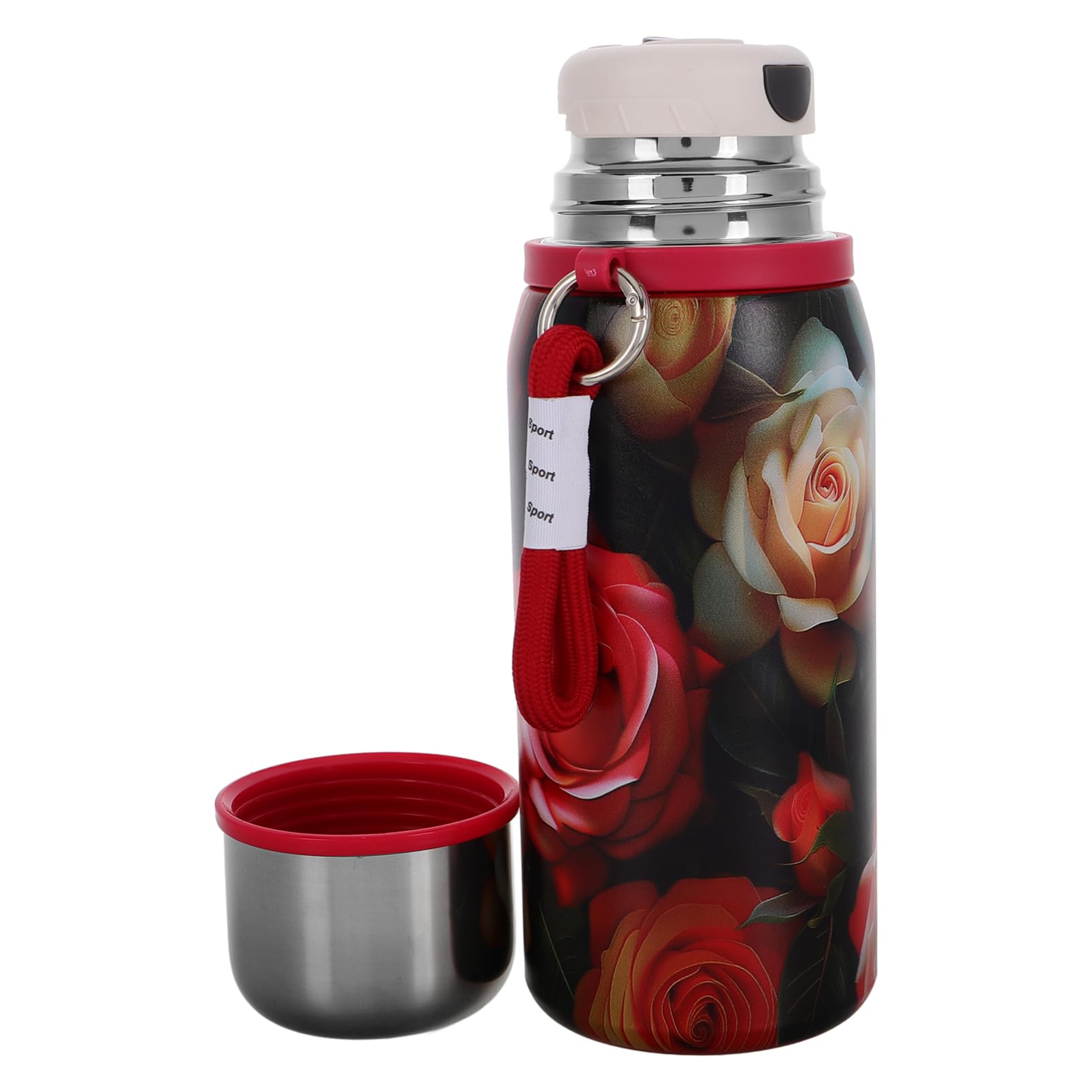 HAPINARY Edelstahl-wasserflaschen, Vakuumisolierte Wasserflaschen, Blumen-kaffeetasse, Reise-thermobecher Für Zuhause, Reisen, Outdoor, 600 Ml von HAPINARY