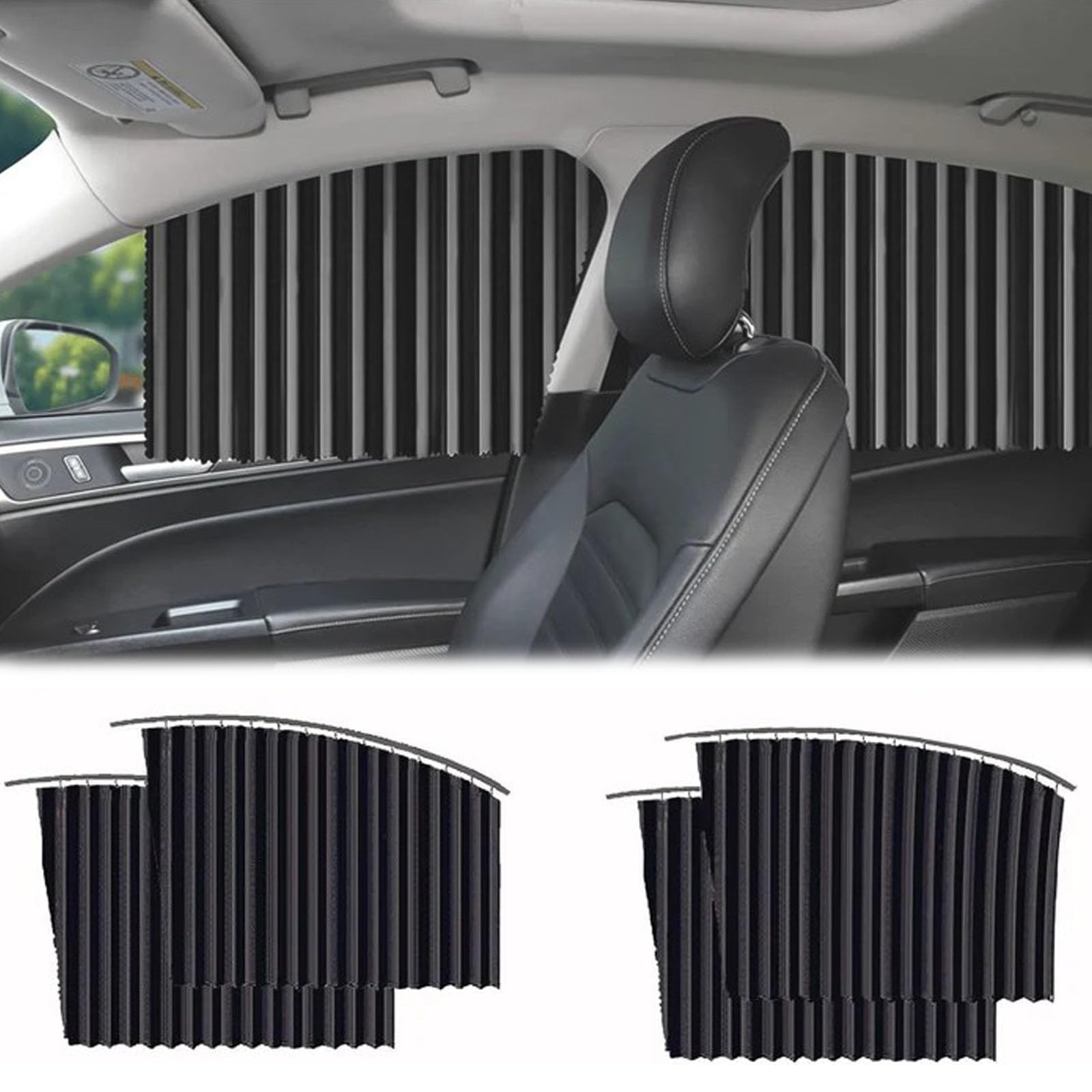 Byshade Universal Magnetic Car Window Shades, Byshade Car Side Window Sun Shades， Magnetic Curtain Blinds Covers for Baby Sleeping Camping Accessories Sun Privacy Protection(Black,Front+Rear 4pcs) von HAPPYSHOPS