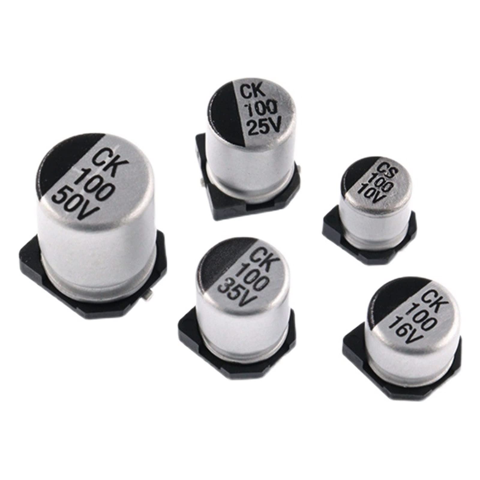 20 Stück SMD-Elektrolytkondensatoren Aluminium 6,3 V 10 V 16 V 25 V 35 V 50 V 1 UF 2,2 UF 4,7 UF 10 UF 47 UF 100 UF 220 UF 330 UF 470 UF 680 UF(16V 22UF) von HAPRSLIKG