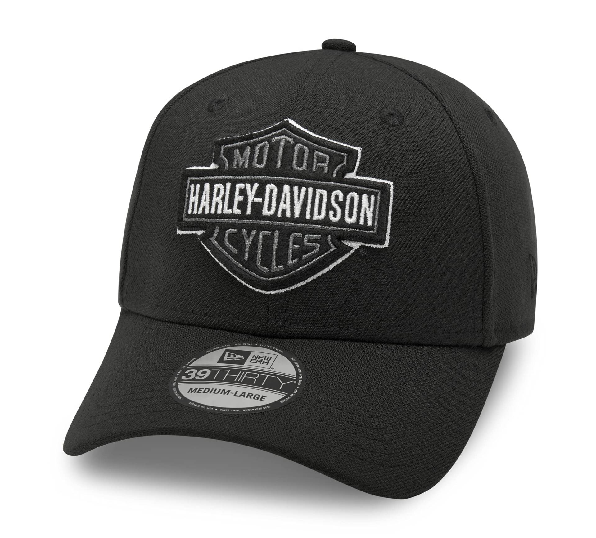 HARLEY-DAVIDSON 39THIRTY Baseball Cap Cappy Mütze Tonal Logo, Schwarz, L von HARLEY-DAVIDSON