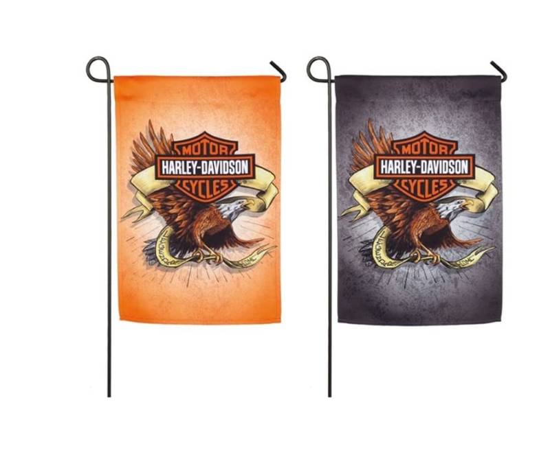 HARLEY-DAVIDSON Beidseitige Gartenflagge Biker Flagge Gartenfahne Wetterfest Fahne Garten-Deko Geschenk 73,66cm x 109cm von HARLEY-DAVIDSON