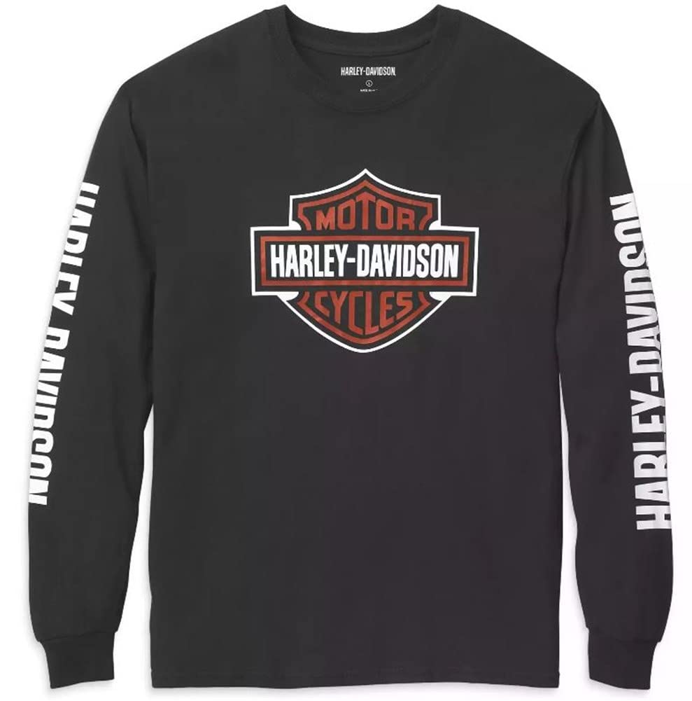 HARLEY-DAVIDSON Herren Bar & Shield Longsleeve, schwarz Pullover Baumwolle für Männer Sweater Motorrad Freizeit Biker, S von HARLEY-DAVIDSON