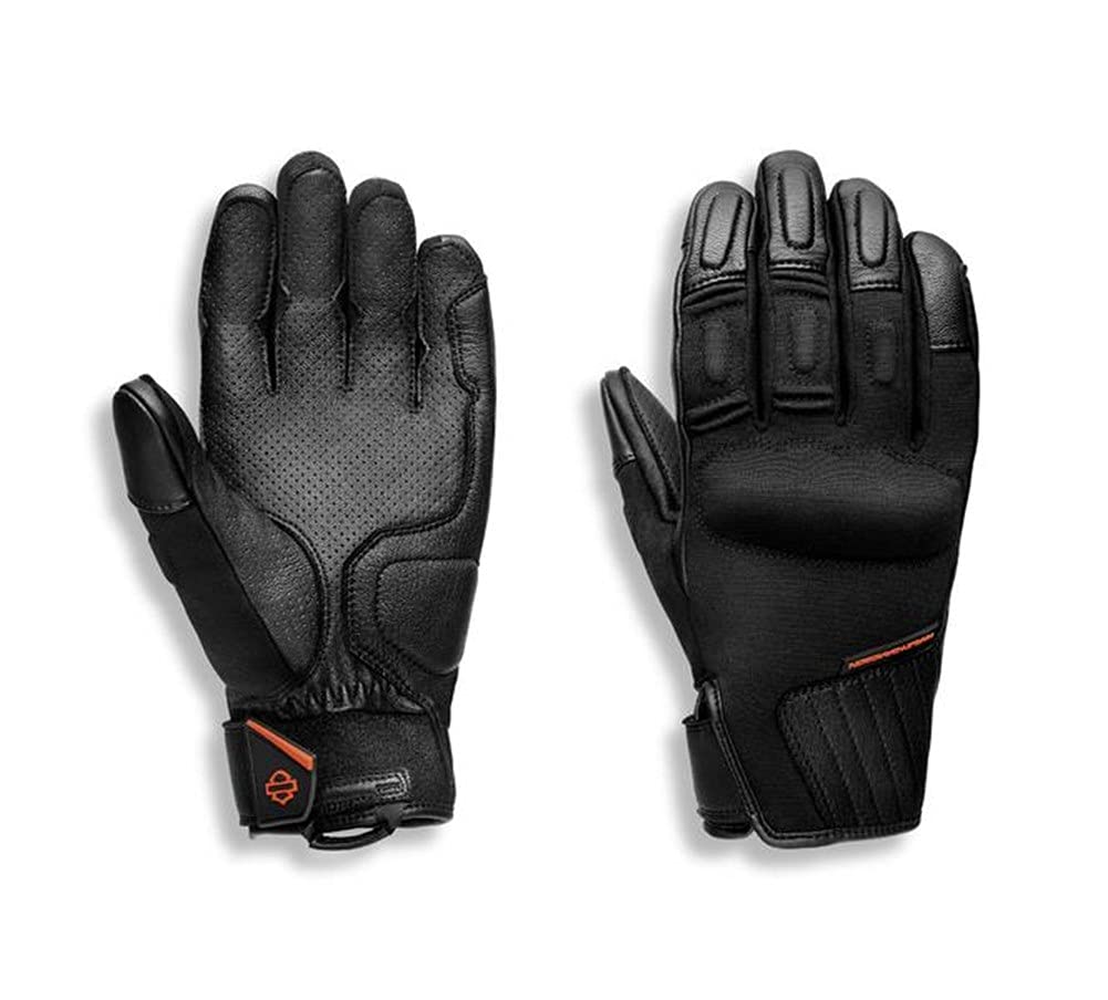 HARLEY-DAVIDSON Herren Motorrad-Handschuhe Brawler Textilmix Elastisch Atmungsaktiv Verstärkt Knöchelprotektoren Schwarz, L von HARLEY-DAVIDSON