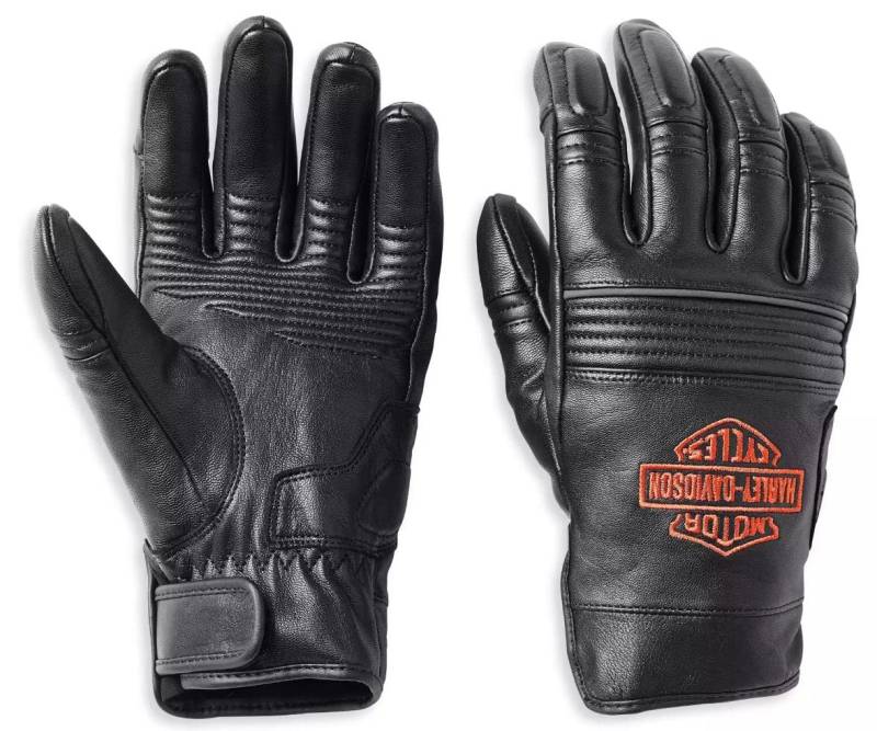 HARLEY-DAVIDSON Herren Motorrad-Handschuhe Grapnel Bar & Shield mit Touchscreen Handyhandschuhe Biker Leder-Handschuhe, M von HARLEY-DAVIDSON