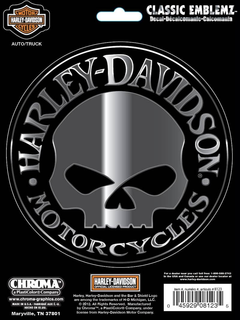 HARLEY-DAVIDSON Motorrad Sticker Decal Willie G Skull Aufkleber Wasserfest für Motorrad-Helm Auto Laptop und viele mehr von HARLEY-DAVIDSON