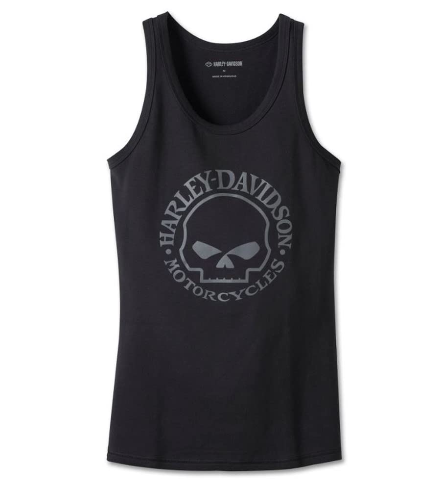 HARLEY-DAVIDSON Ultra Classic Skull Tank für Damen Schwarze Schönheit Biker Shirt Ärmellos Kurzarm Achselshirt Motorrad, M von HARLEY-DAVIDSON