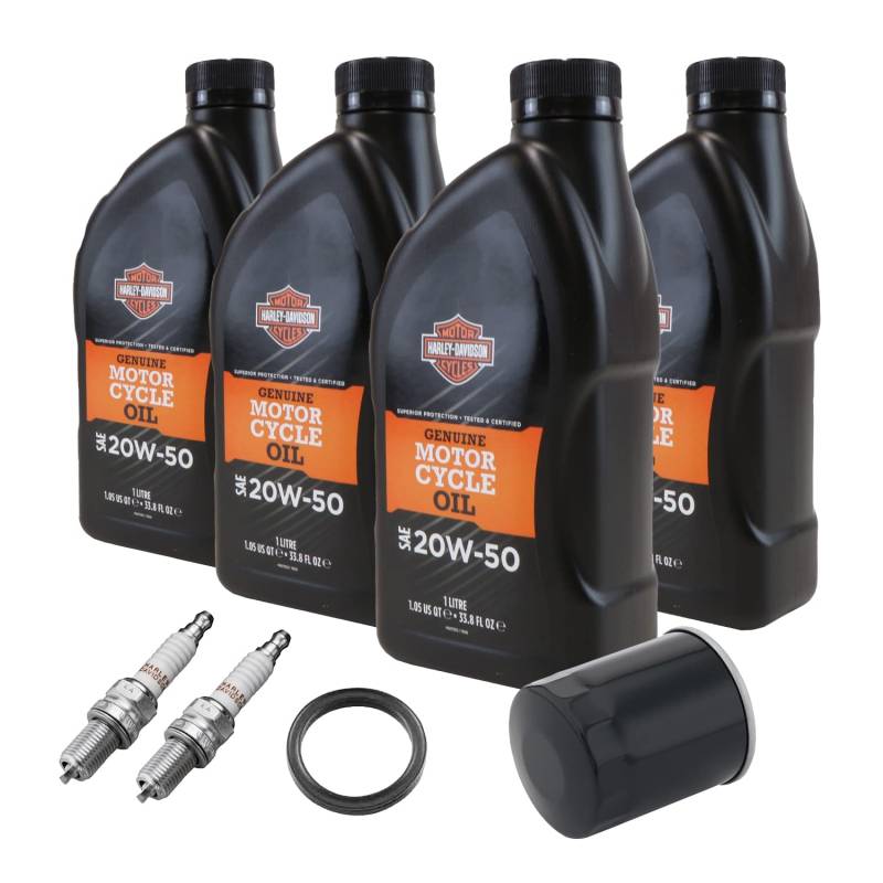 HARLEY-DAVIDSON Wartungsset Ölwechsel Set Premium 5 Ölfilter + Motor-Öl 20W-50 (4 L) + O-Ring Dichtung +, Wartungsset 2 von HARLEY-DAVIDSON