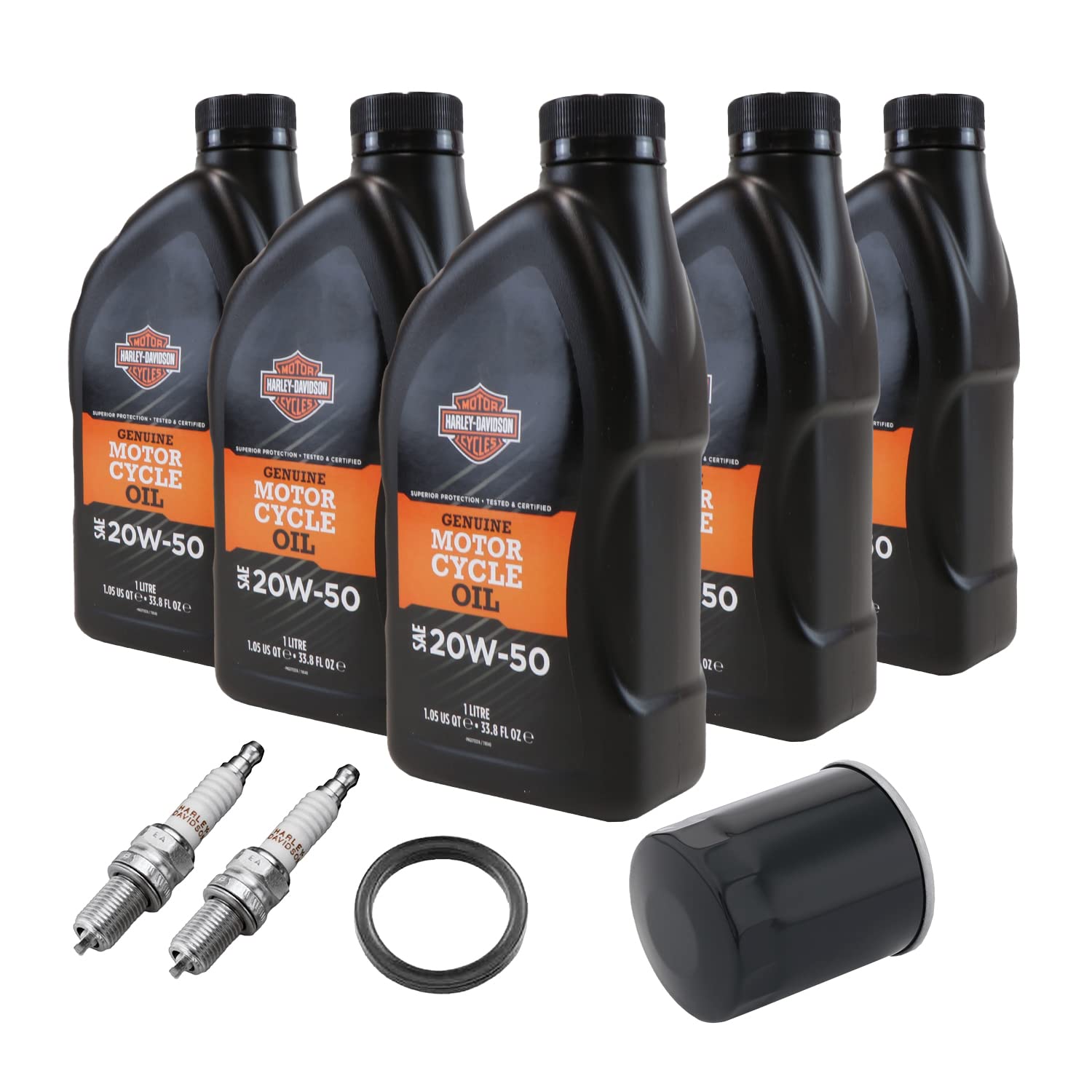 HARLEY-DAVIDSON Wartungsset Ölwechsel Set Premium 5 Ölfilter + Motor-Öl 20W-50 (4 L) + O-Ring Dichtung +, Wartungsset 4 von HARLEY-DAVIDSON