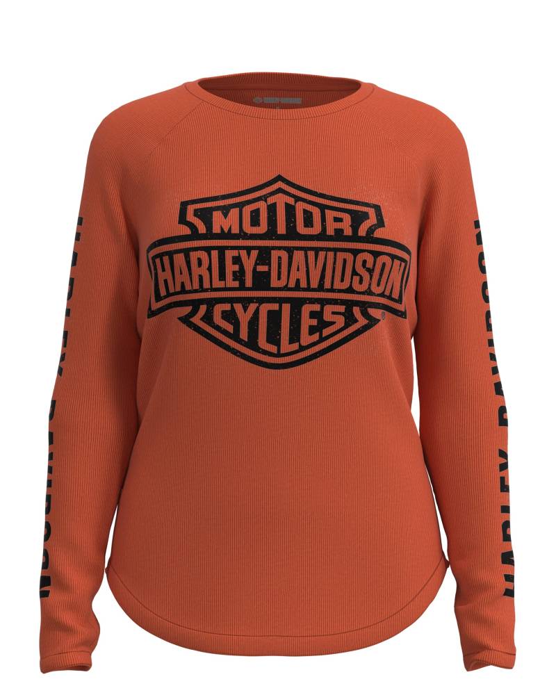 Harley-Davidson Authentic Bar & Shield Rib-Knit Top Damen Longsleeve Shirt, XL von HARLEY-DAVIDSON