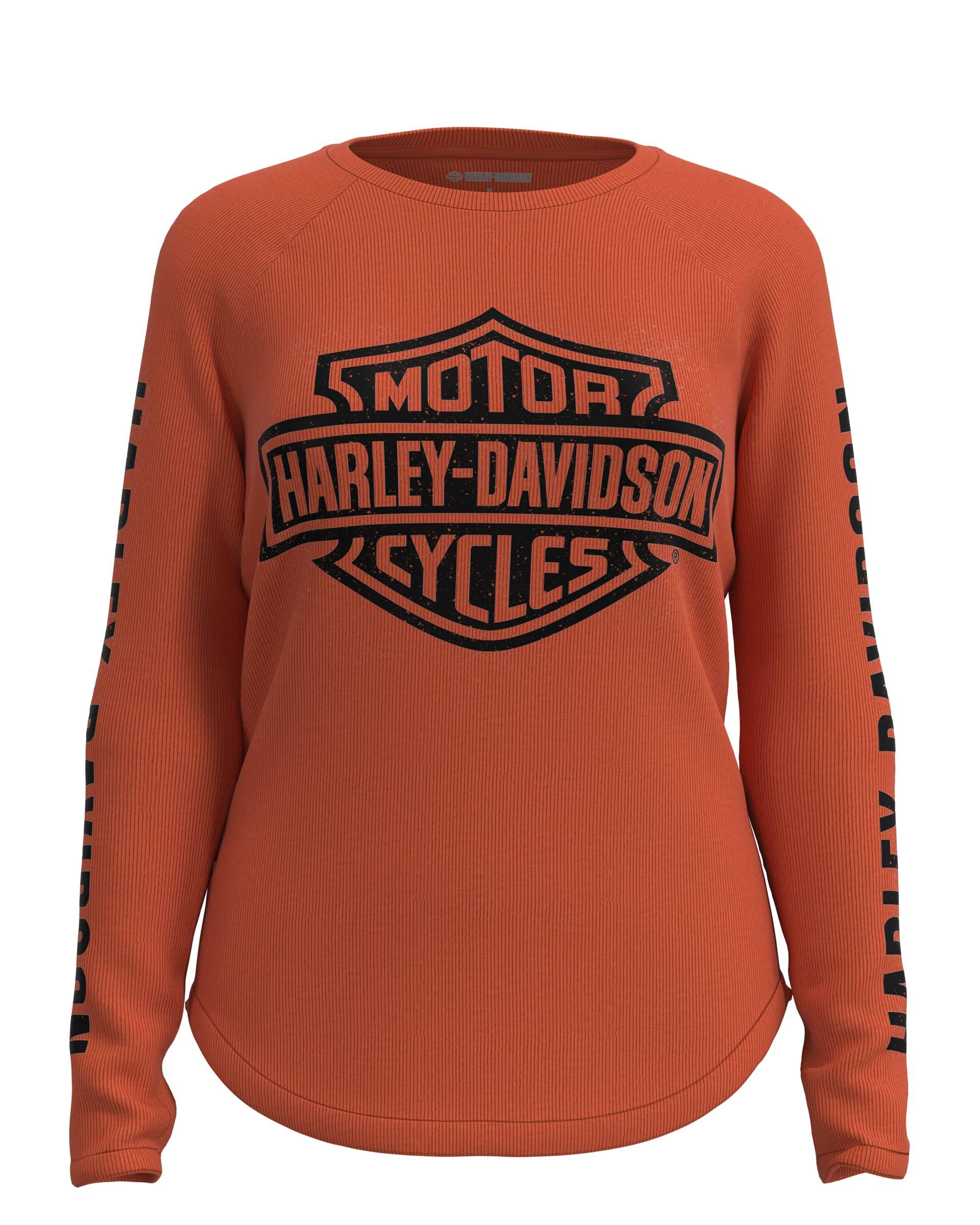 Harley-Davidson Authentic Bar & Shield Rib-Knit Top Damen Longsleeve Shirt, XXL von HARLEY-DAVIDSON