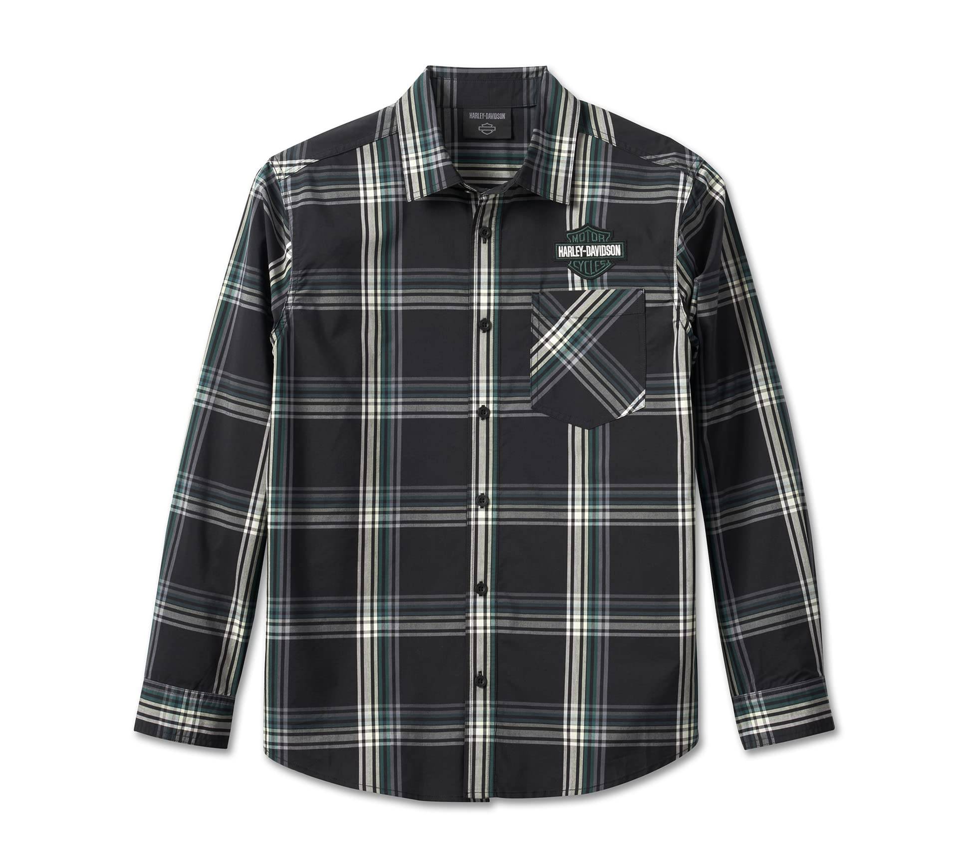 Harley-Davidson Classic Bar & Shield Black Plaid Shirt Langarm Hemd, XL von HARLEY-DAVIDSON