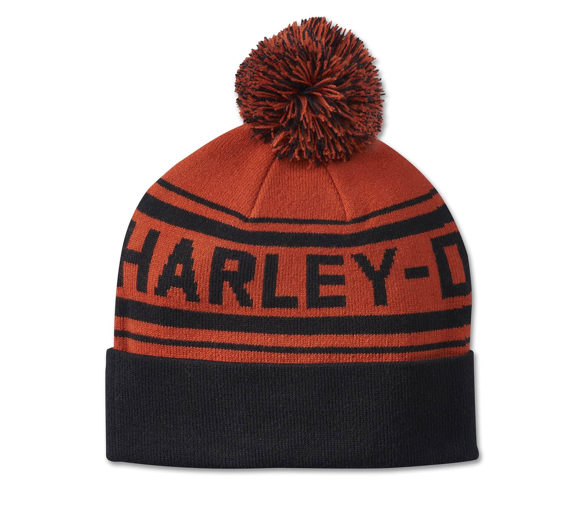 Harley-Davidson Combustion Pom Beanie Vintage Orange Bommelmütze von HARLEY-DAVIDSON