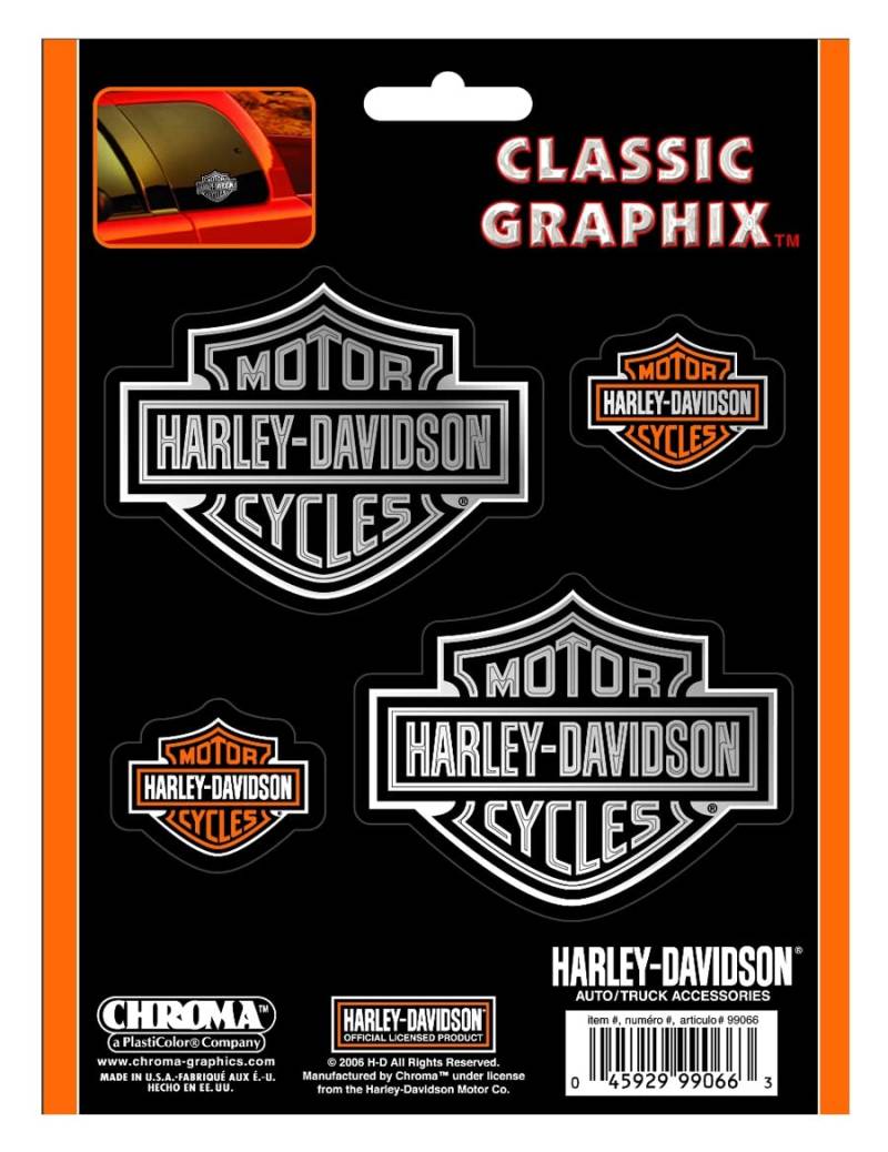 Harley-Davidson Motorrad Sticker Bar&Shield Aufkleber 4er Set Wasserfest für Motorrad-Helm, Auto, Laptop & mehr von Harley-Davidson