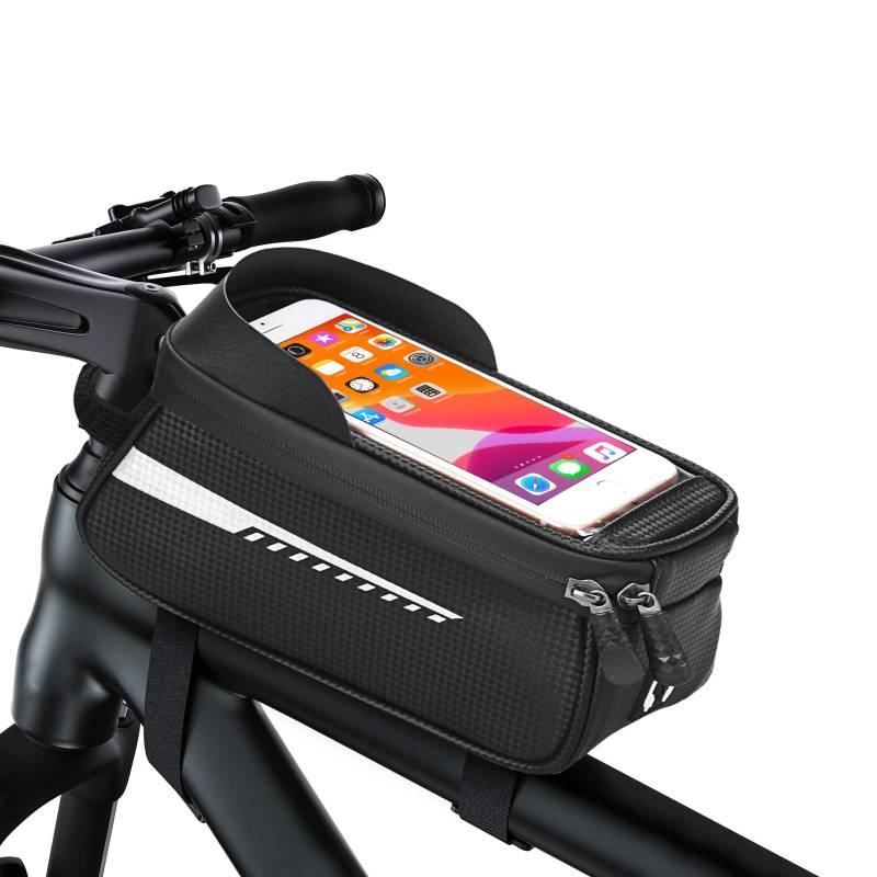 HASAIKA® Wasserdicht Lenkertasche Fahrrad, Fahrradtasche Rahmen, TPU Touchscreen Fahrradtaschen, Regenfest Abdeckung für Smartphones bis 6,8'Lenkertasche Oberrohrtasche für Montainbikes Rennrad von HASAIKA