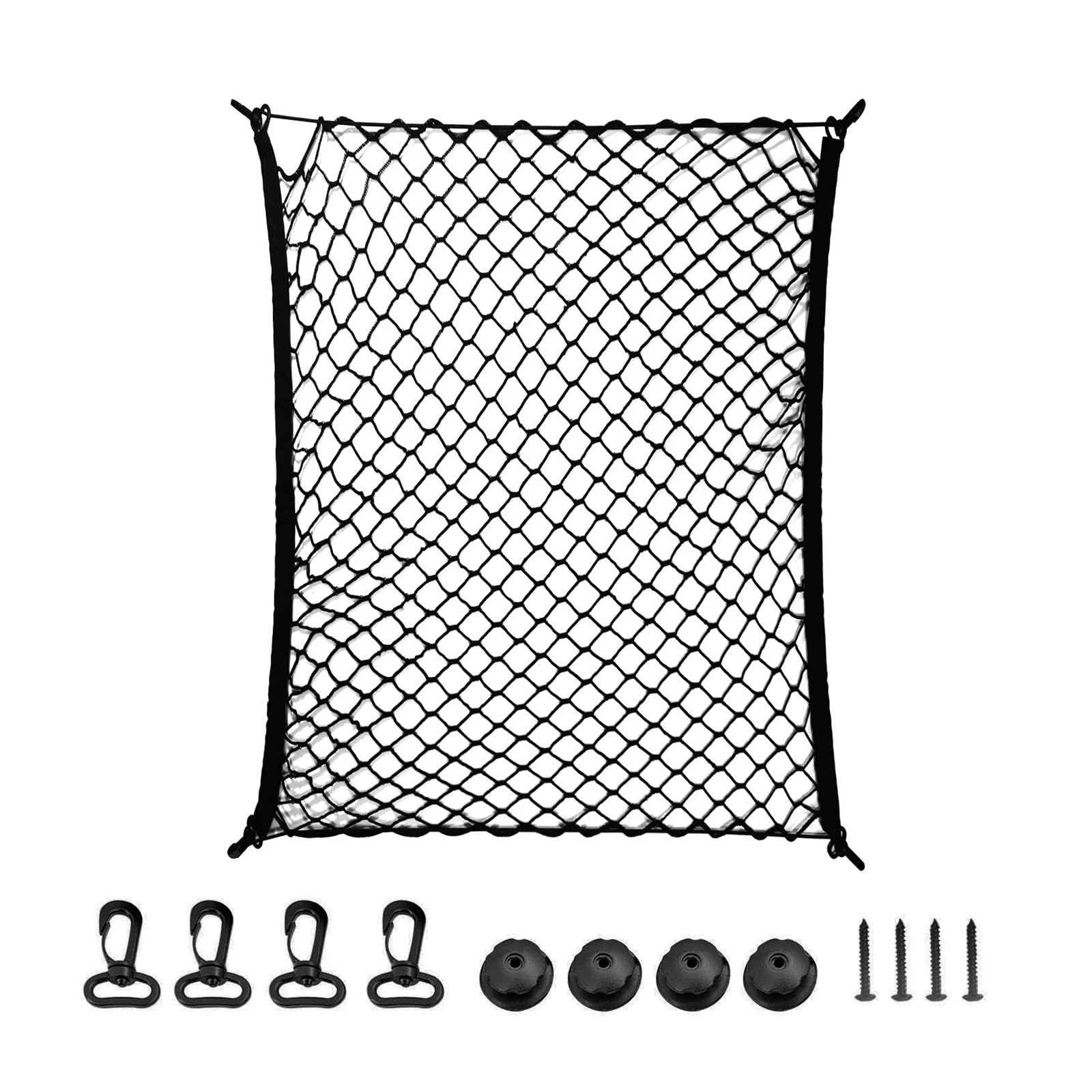 HASGTFM Mesh-Netz for den Kofferraum des Autos, for die Rückseite des Kofferraums, universeller elastischer Organizer aus Nylon, dehnbares Innenraum-Netzwerk-Speicher mit 4 Haken(110x60cm) von HASGTFM