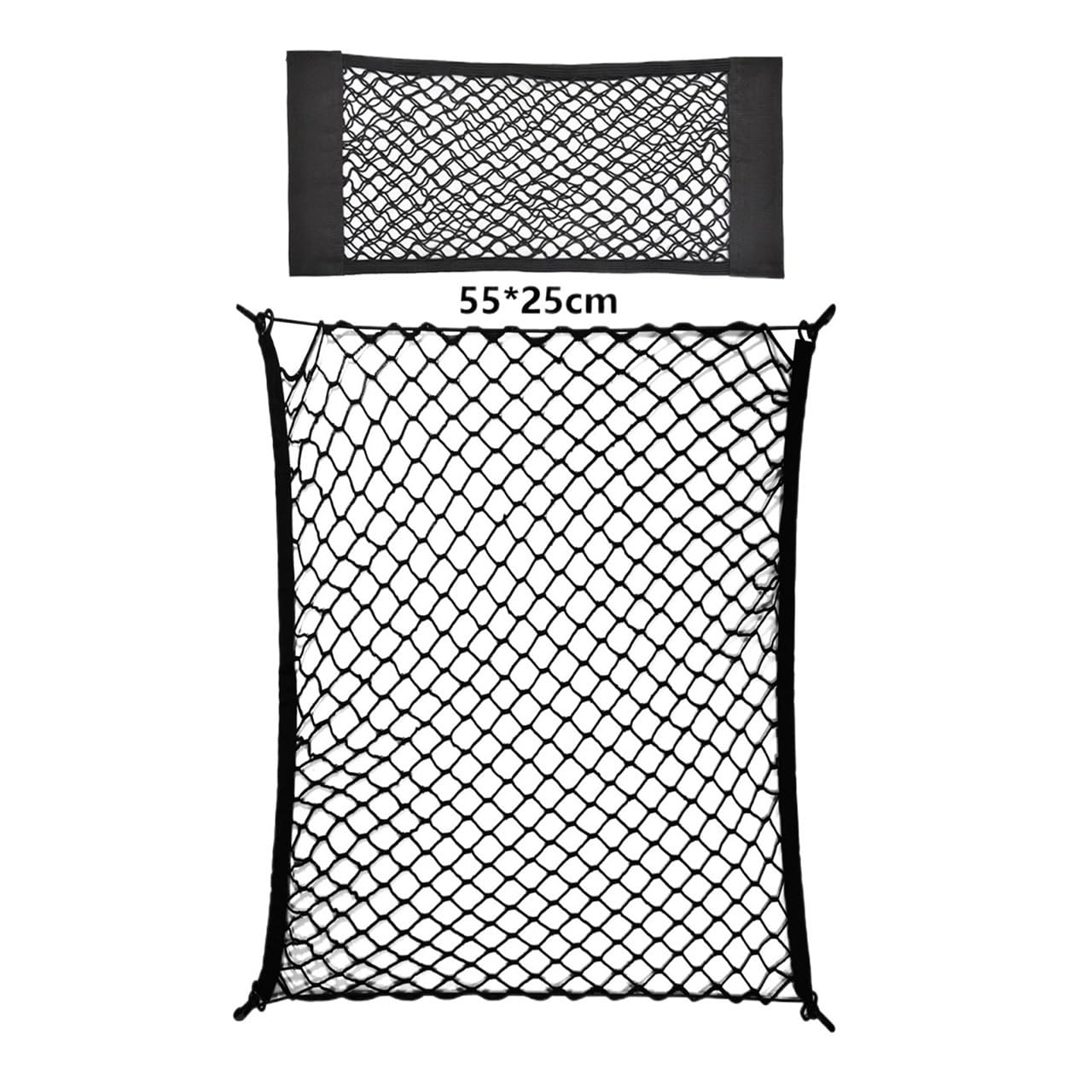 HASGTFM Mesh-Netz for den Kofferraum des Autos, for die Rückseite des Kofferraums, universeller elastischer Organizer aus Nylon, dehnbares Innenraum-Netzwerk-Speicher mit 4 Haken(110x60cm-55x25cm) von HASGTFM