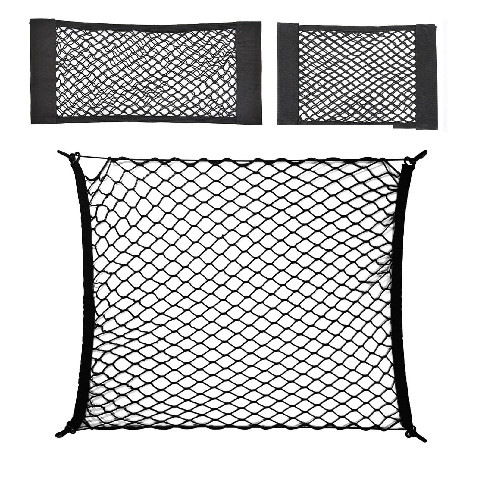 HASGTFM Mesh-Netz for den Kofferraum des Autos, for die Rückseite des Kofferraums, universeller elastischer Organizer aus Nylon, dehnbares Innenraum-Netzwerk-Speicher mit 4 Haken(70x70cm-40-50) von HASGTFM