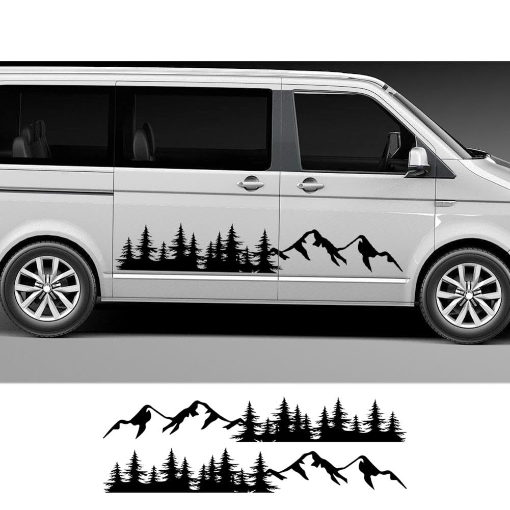 2 STÜCKE Auto Baum Berg Aufkleber Wald Auto Tür Seitenaufkleber, für V = W M = ultivan T = RANSPORTER T5 T6 Autozubehör von HASWEX