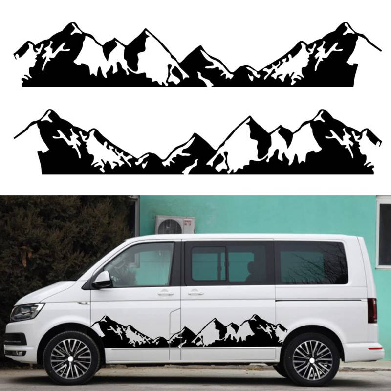 2 STÜCKE Berg Grafik Aufkleber Dekorative RV Camper Offroad Auto Aufkleber, Für V=W Crafter T5 T6, Für Mercedes Sprinter von HASWEX