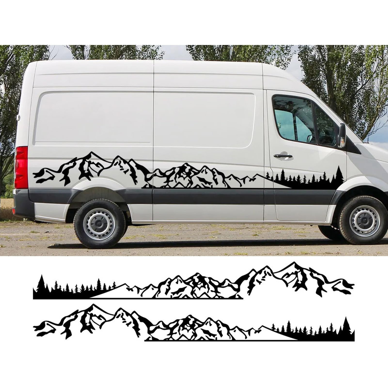 2 Stück/Lot Auto Aufkleber Wohnmobil Wohnmobil Van DIY Streifen Berg Grafik Aufkleber, für VW Crafter Tuning-Zubehör von HASWEX