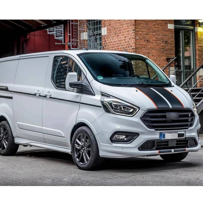 2 Stück Auto-Motorabdeckungsaufkleber, für Ford Transit Tourneo Custom Camper Van Auto Motorhaube Motorhaube Dekor Vinyl Aufkleber Sportstreifen von HASWEX