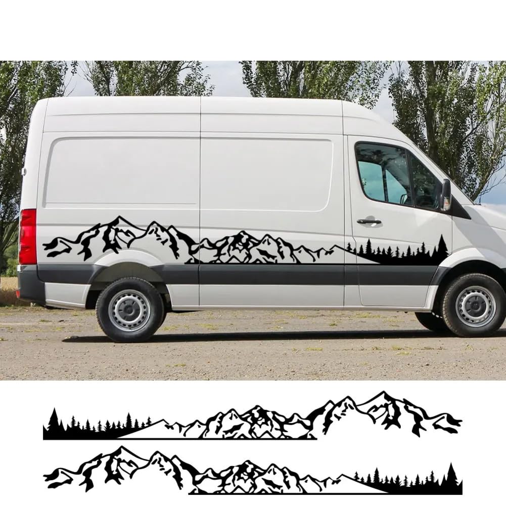 2PCS Autotür Seitenaufkleber, für V = W Wohnmobil Camper Van DIY Streifen Mountain Graphics Decals Auto-Tuning-Zubehör von HASWEX